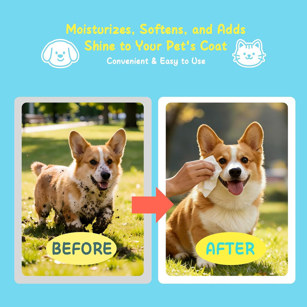 Pet Wipes for Dogs and Cats, Deodorizing Dog Cleaning Wipes with Coconut Extract, Extra Thick Hypoallergenic Dog Wipes for Paws and Butt Ears Eyes Coats, 100 Count