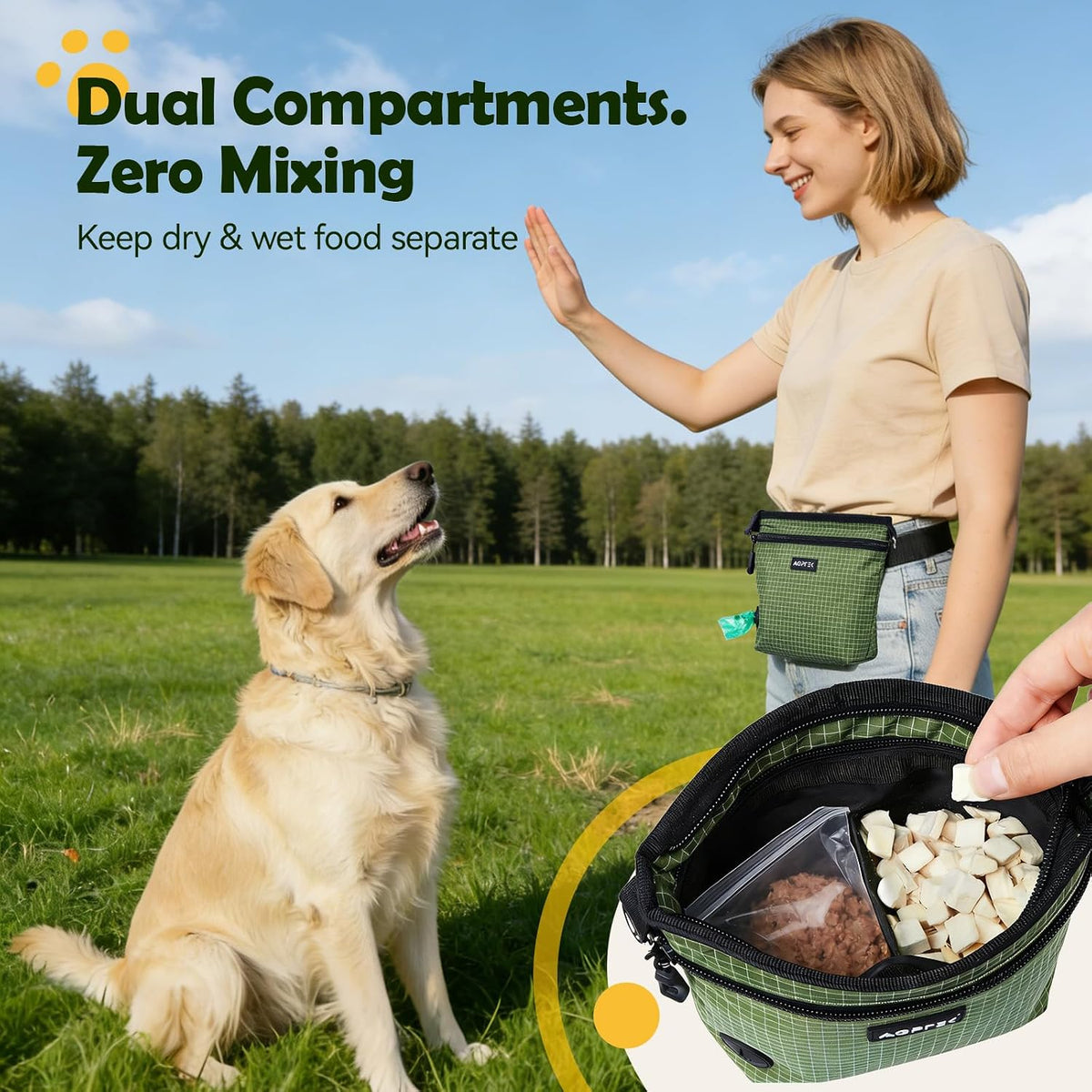 AGPTEK Dog Training Treat Pouch, Magnetic Dog Walking Pouch