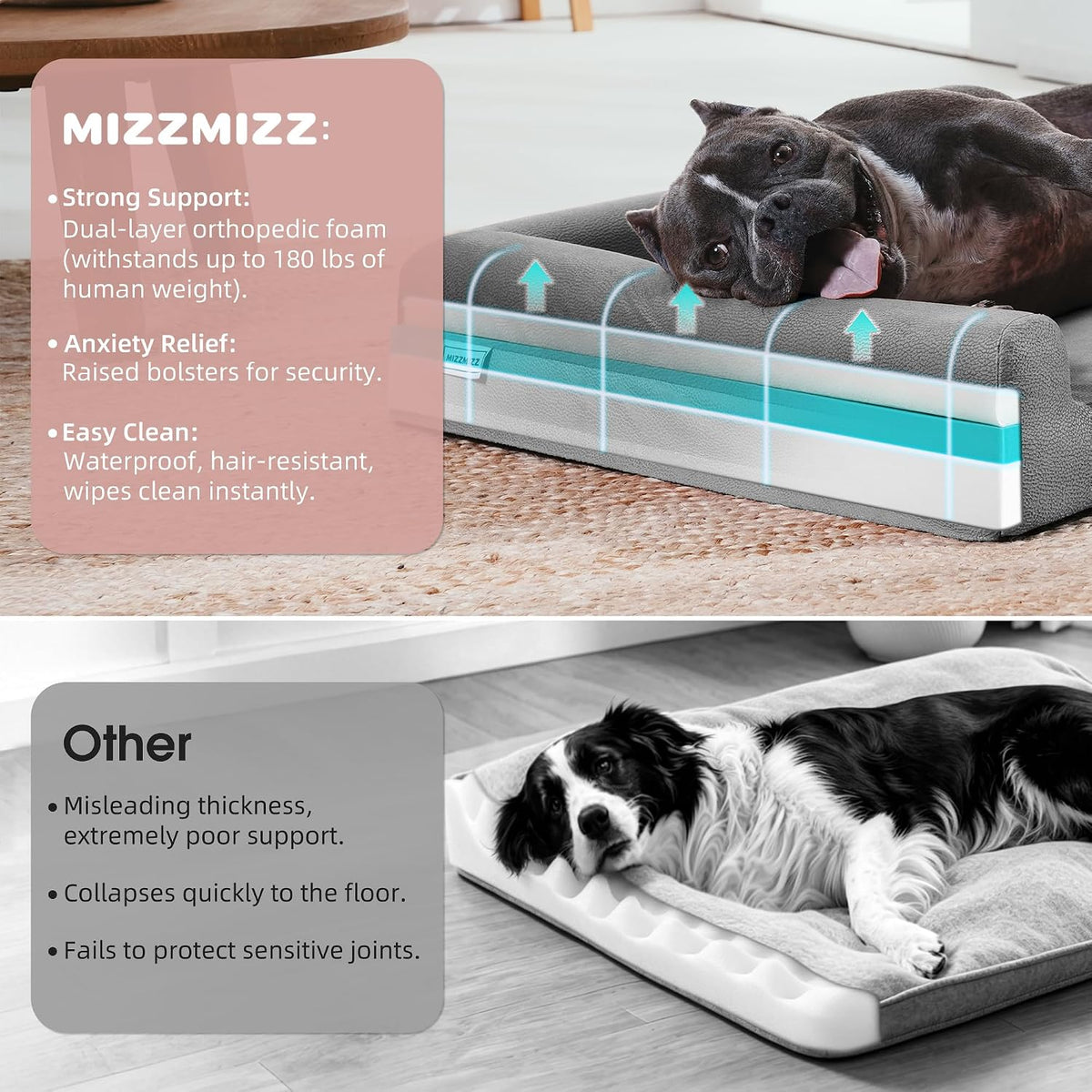 Cooling Gel Memory Foam Orthopedic Dog Bed for Medium Dogs with Arthritis