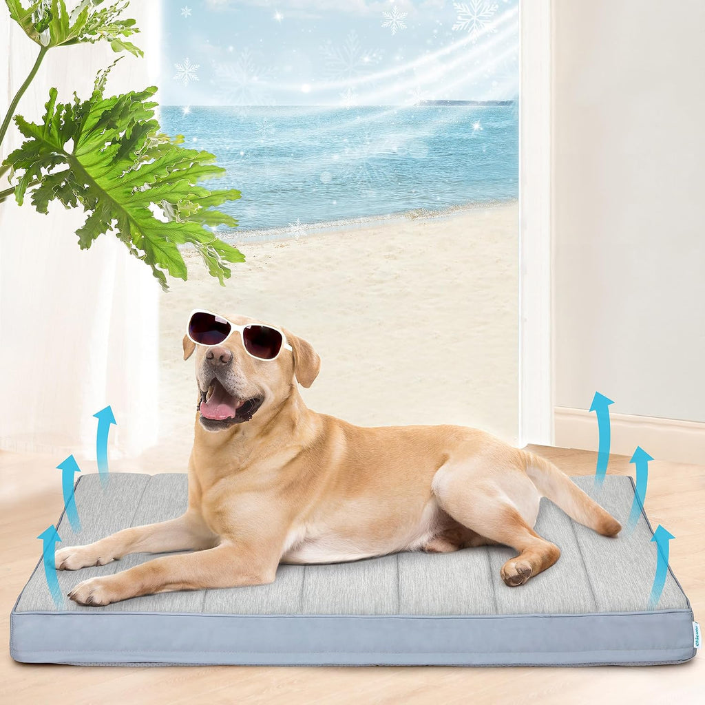 Cooling Dog Bed for X Large Dogs, QMAX>0.5 Waterproof Pet Beds