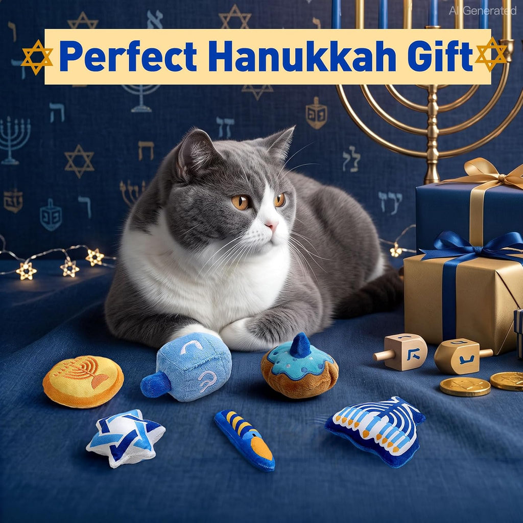 CiyvoLyeen Plush Hanukkah Catnip Toys for Indoor Cats 6 Pack