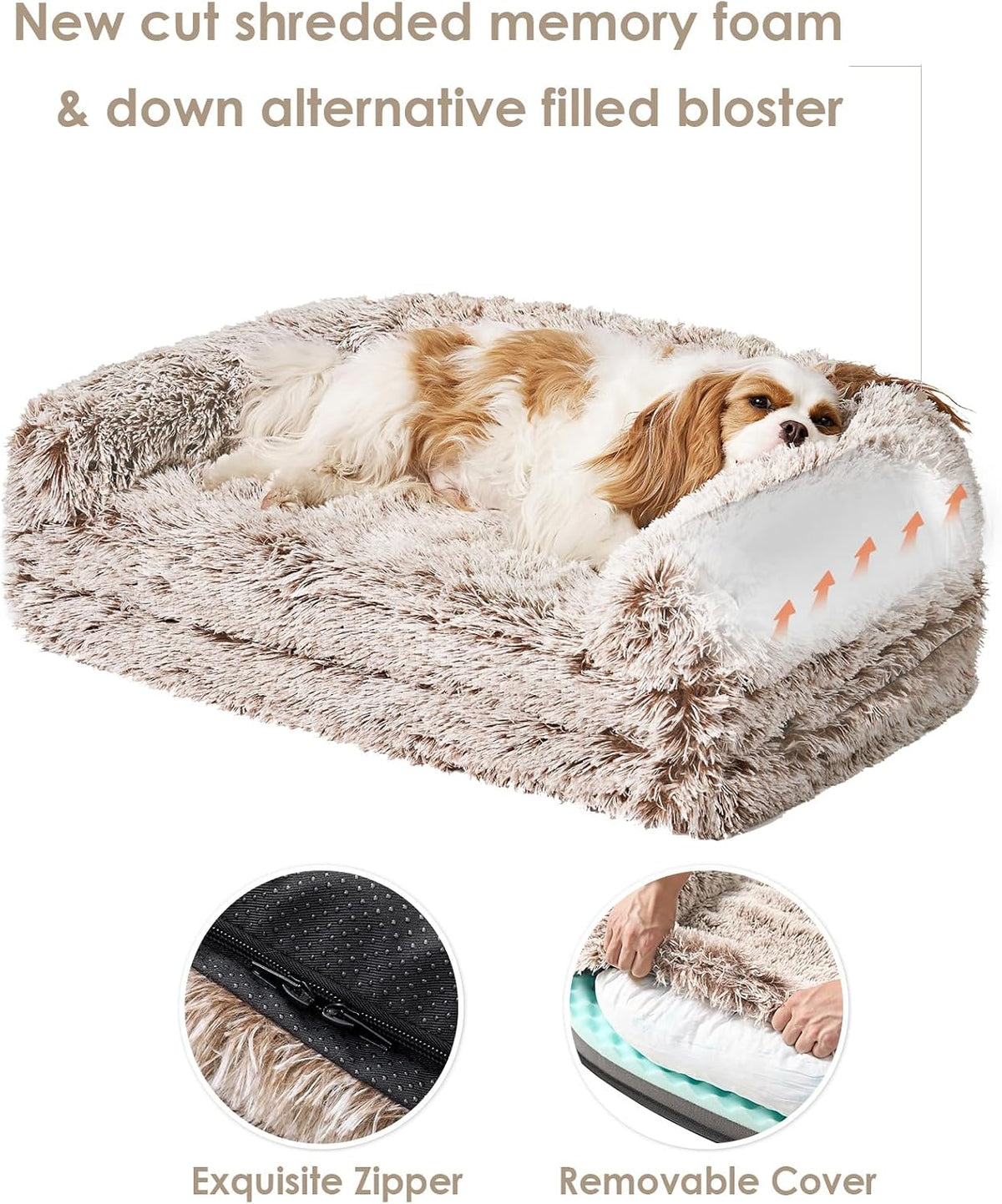 EHEYCIGA Foldable XXL Dog Bed for Large Sized Dog - 54x38x7.5, Faded Brown