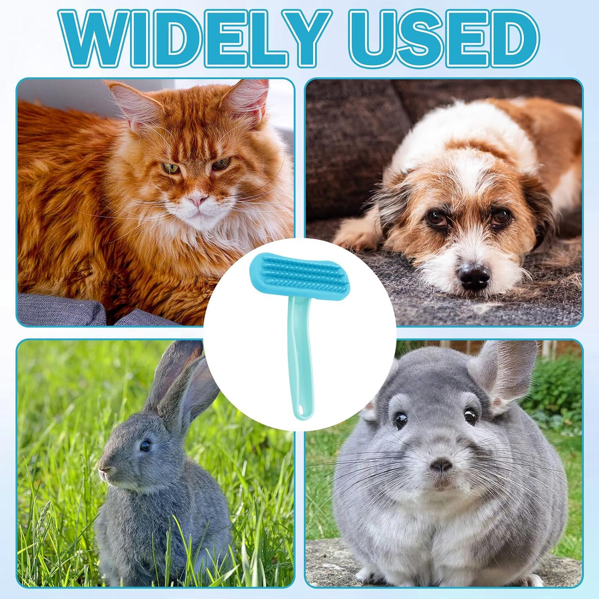1Pcs Rabbit Bunny Soft Brush, Practical Brush for Rabbits Grooming, Soft Silicone Small Animal Massage Comb, Bunny Grooming Kit Supplies Suitable for Cats Puppies & Other Pets(Blue)