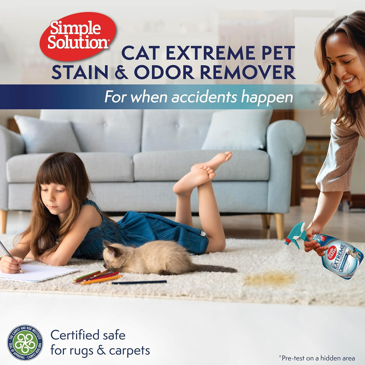 Simple Solution Extreme Cat Stain Remover, Cat Spray Odor Eliminator, 32oz