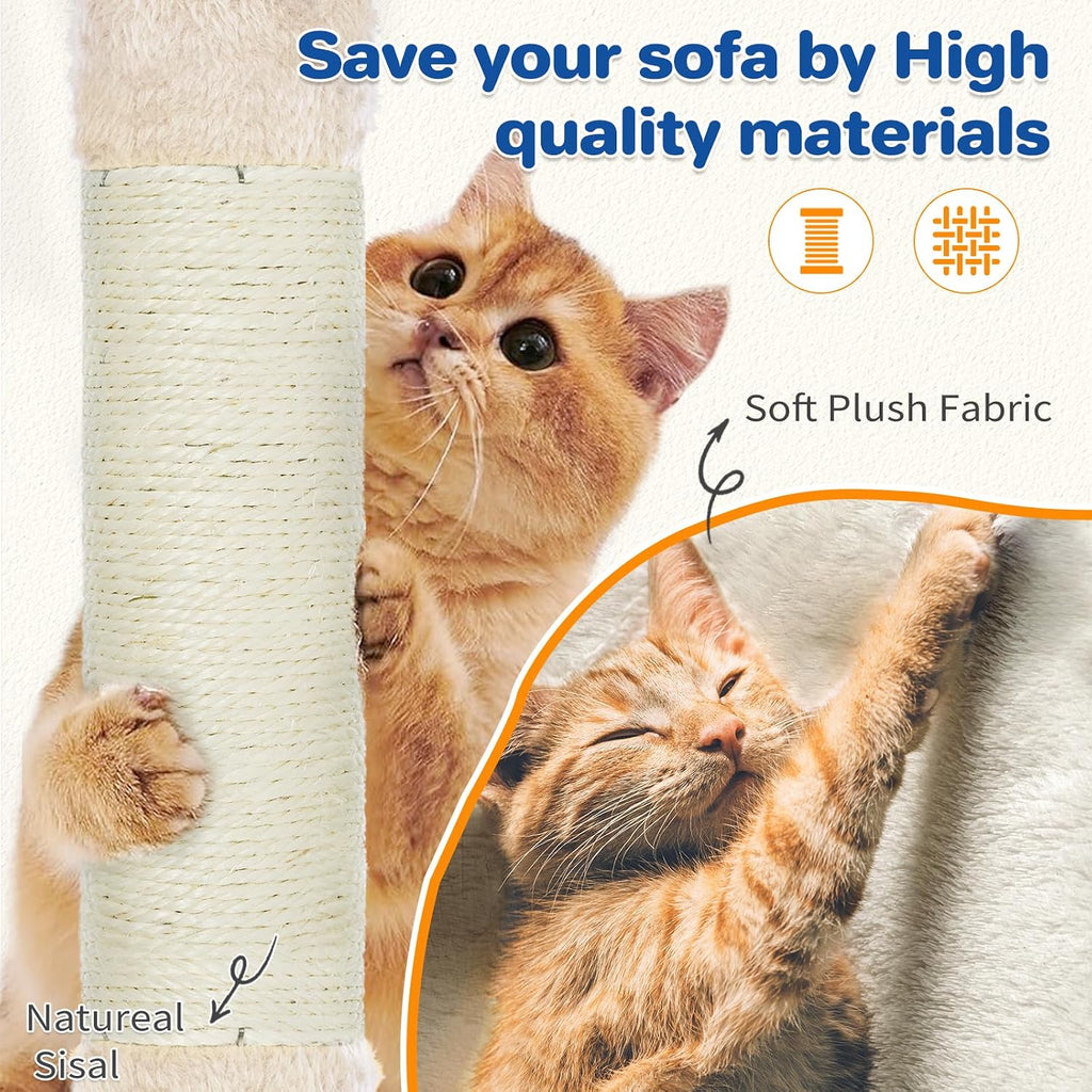 ABCPET 63" Multi-Level Cat Tree Tower for Indoor Cats, Beige