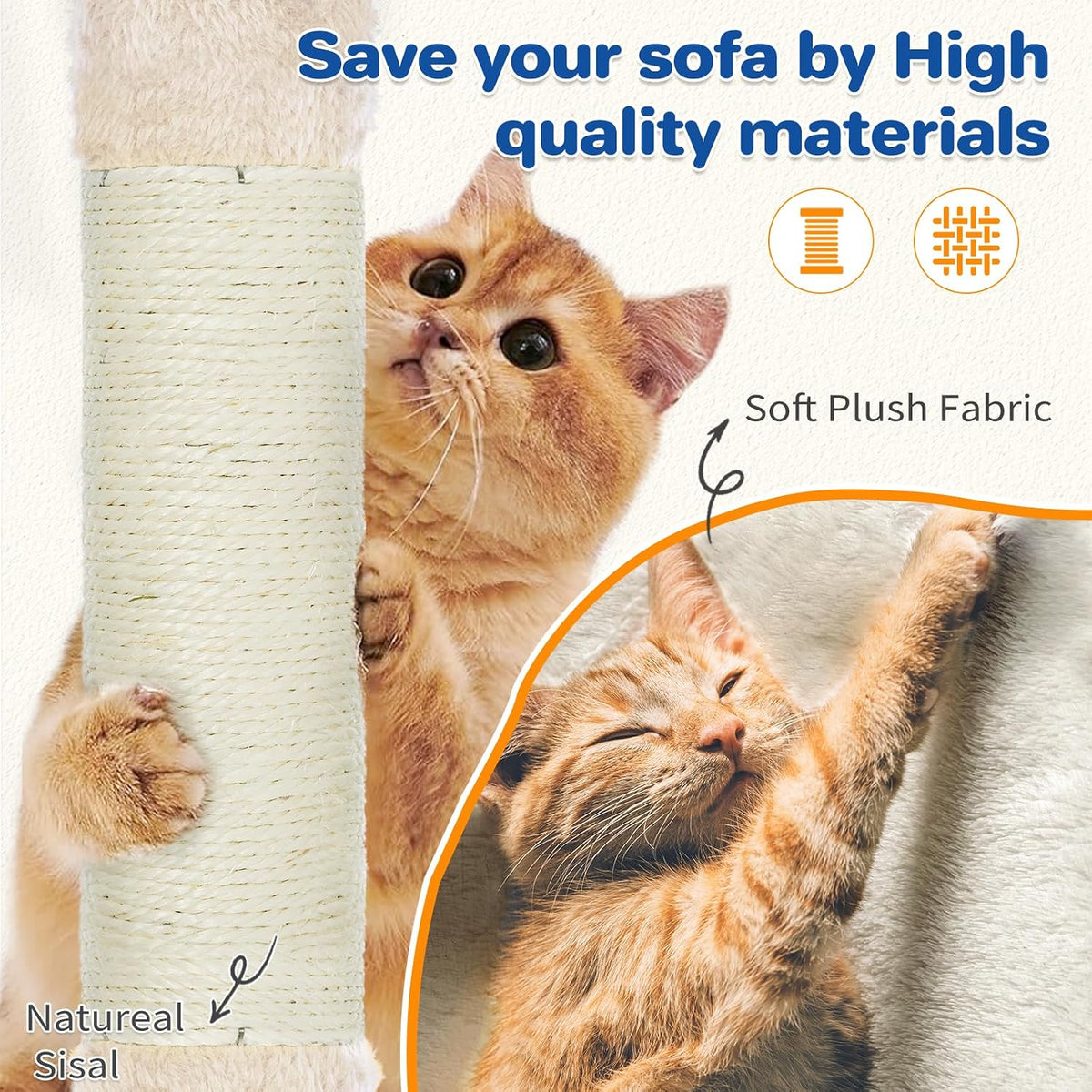 ABCPET 63" Multi-Level Cat Tree Tower for Indoor Cats, Beige