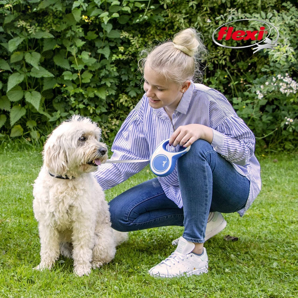 FLEXI® Comfort XS Tape Retractable Dog Leash, 3-Finger Grip, 10 ft - Blue