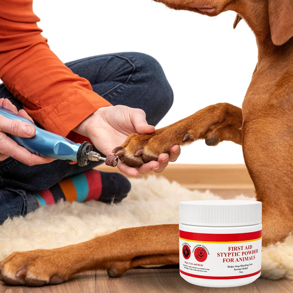 5 oz Styptic Powder for Dogs, Cats & Birds Stops Bleeding– Quick Blood Clotting for Nail Clipping, Minor Cuts, Tail Docking & Wing Clipping – Pet First Aid Hemostatic Powder with Sealed Top & Scoop
