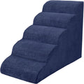 5 Steps Dog Stairs for Bed, 24" Dog Steps for High Bed, High Density Pet Steps for Small Dogs, Extra Wide Non-Slip Dogs Ramp for Injured, Older Pets, Small Cats, Navy