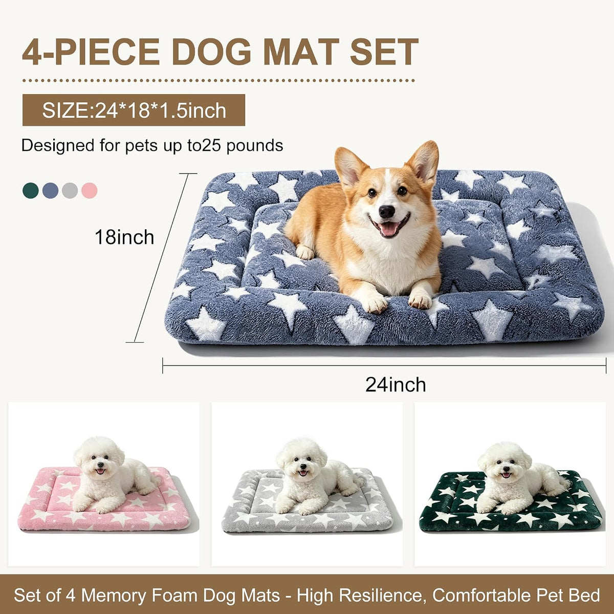 Dog Bed Mat, Reversible Crate Pads for Small/Medium/Large Dogs & Cats