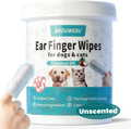 MEDUWEDU Ear Cleaner Finger Wipes 60 Counts, Dog Ear Cleaner, Grooming Kit Care for Dogs and Cats, Soft & Easy Otic Cleaning Pads, Remove Wax, Dirt & Stop Smelly, Itchy, Non-Irritating, Unscented