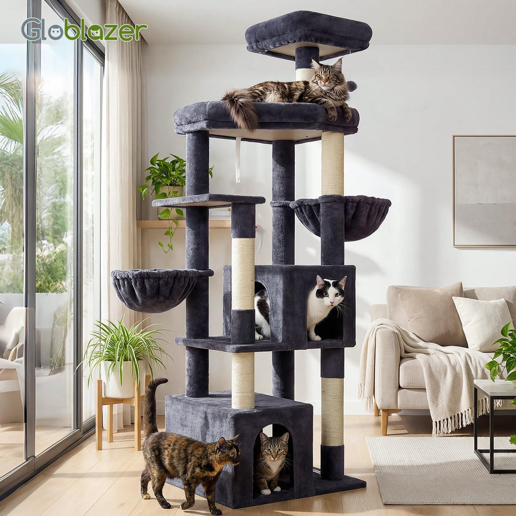 Globlazer Sturdy Cat Tree for Indoor Cats 20 lbs, S68, Dark Grey