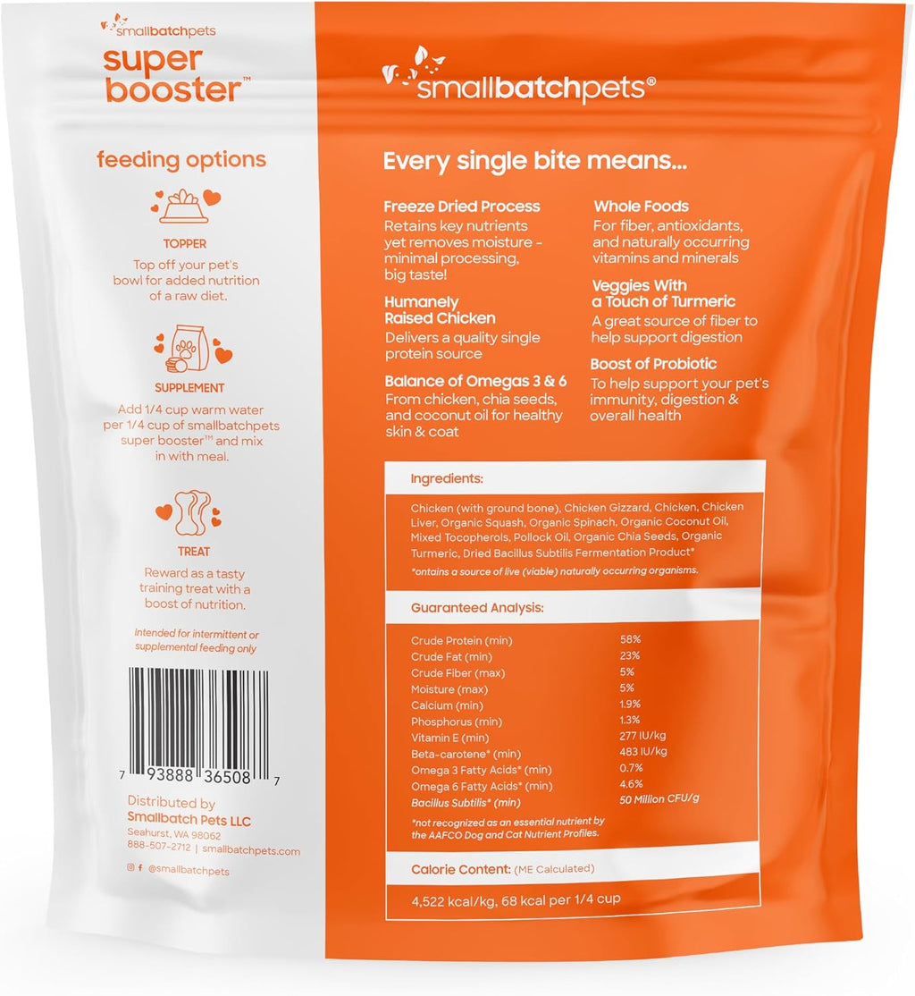 smallbatch Freeze Dried Dog Treat or Topper with Probiotics, Chicken 18oz