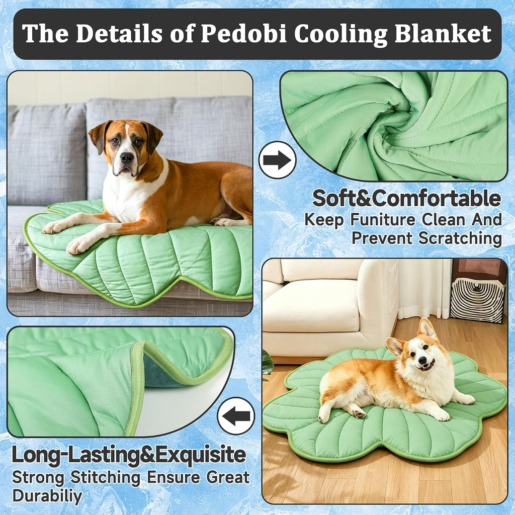 Cooling Mat for Dogs, Dog Cooling Pad Bed, Q-MAX>0.45- Lightweight, Durable & Breathable Pet Throw for Sofa, Car and Furniture Protector, 22"x22", Reversible Design Four-Leaved Clover