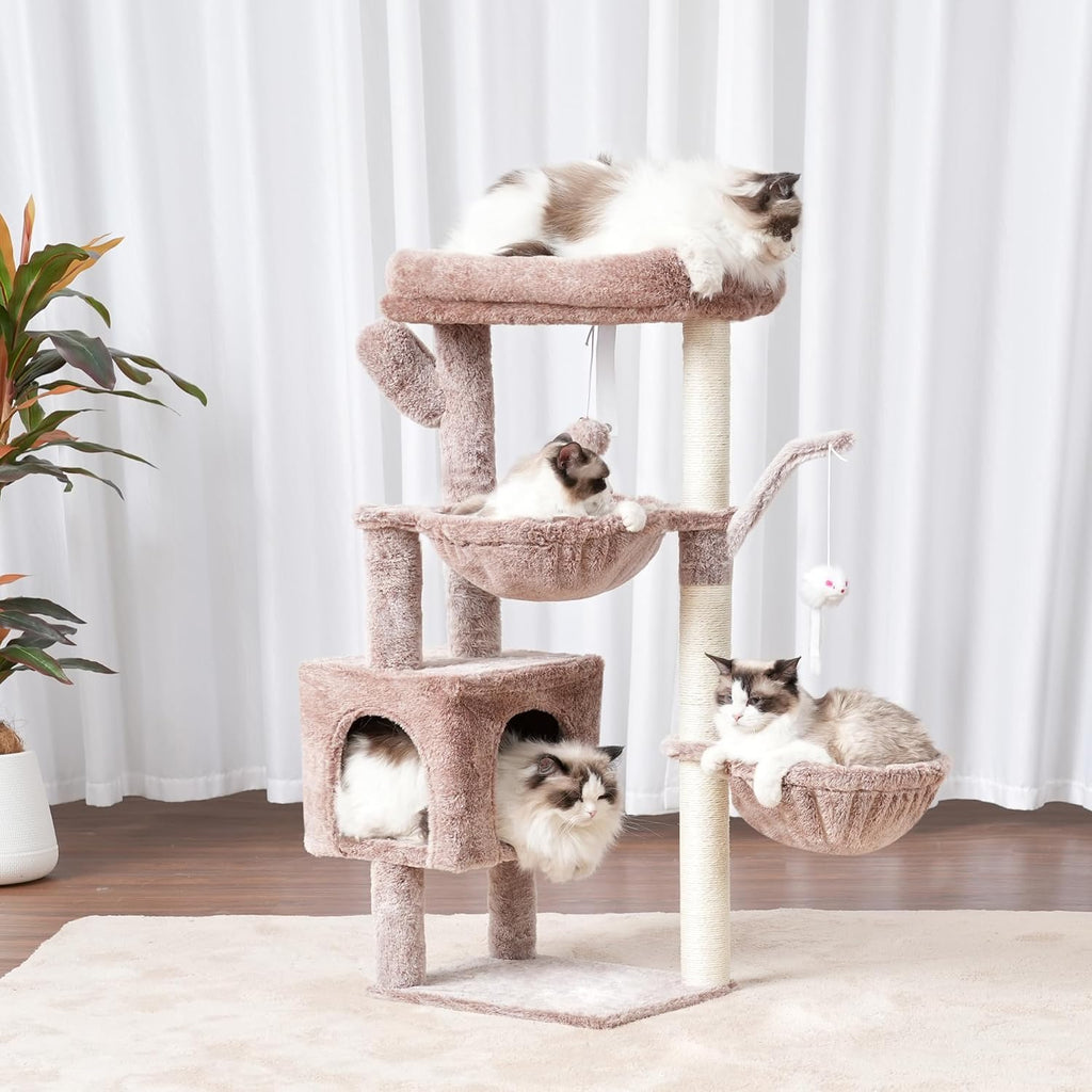 Heybly Cat Tree, 39" Tower with All-Sisal Wrapped Scratching Post HCT006SMU
