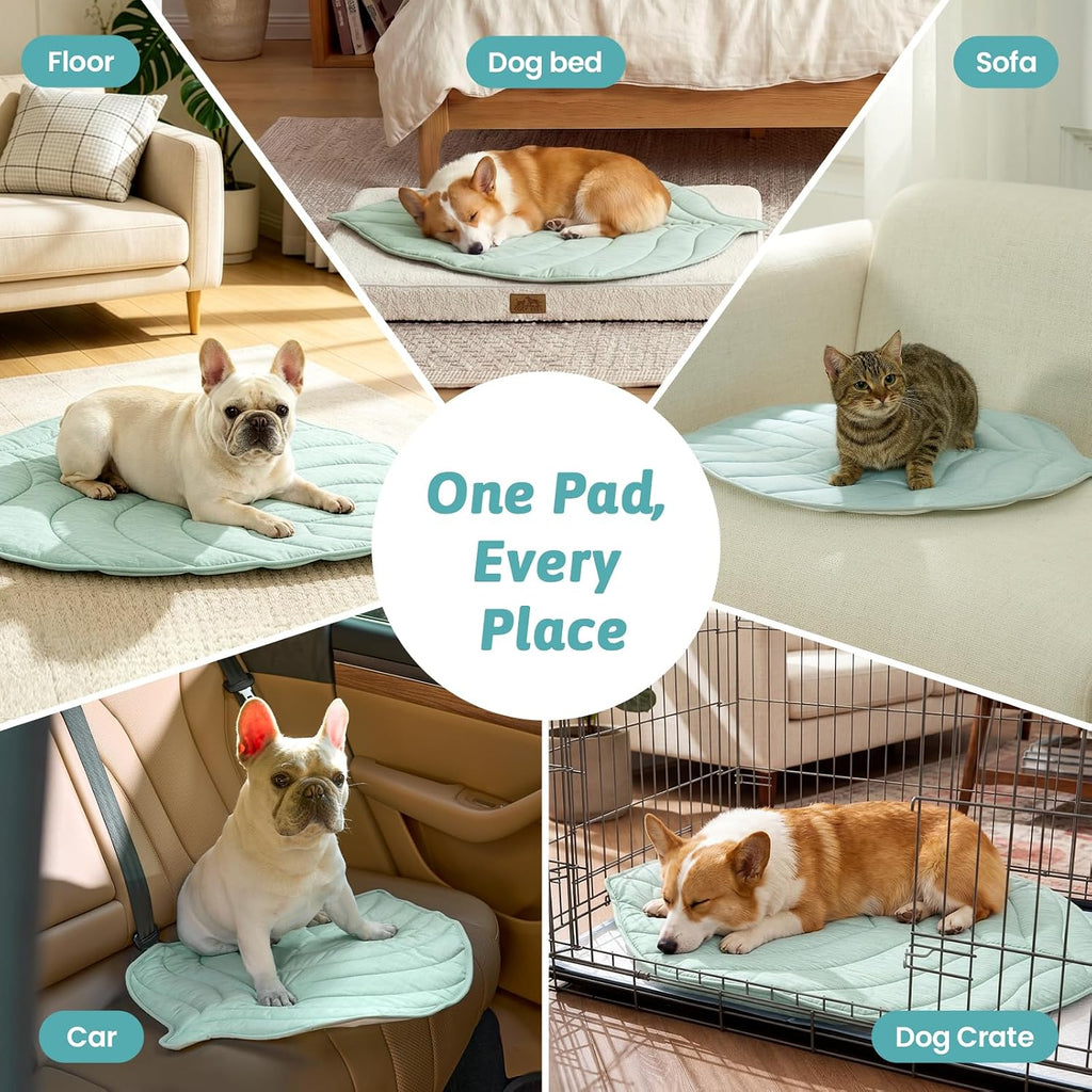 COZY KISS Dog Cooling Mat for Dogs or Cats, Leaf Shaped Pet Pad, 27x23 inch