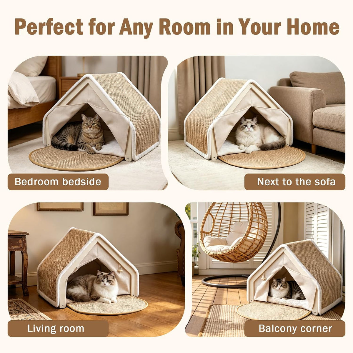 Indoor Cat House with Sisal Scratcher Mat cat Tent