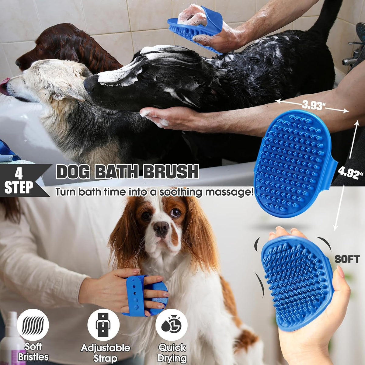 Bonteck Dog Slicker Brush for Dogs Grooming Kit 5PCS Long Haired Doodles | Goldendoodles Poodles, Skin Friendly Deshedding, Comb and Rake, Removes Undercoat, Professional Detangling, Large, Blue