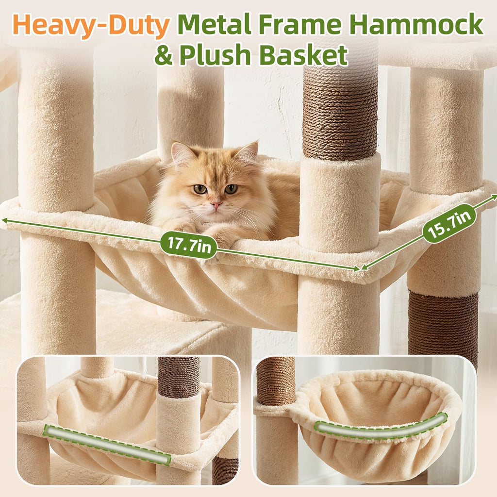 Globlazer Heavy Duty Cat Tree Tower for Large Indoor Cats, F52J, Beige