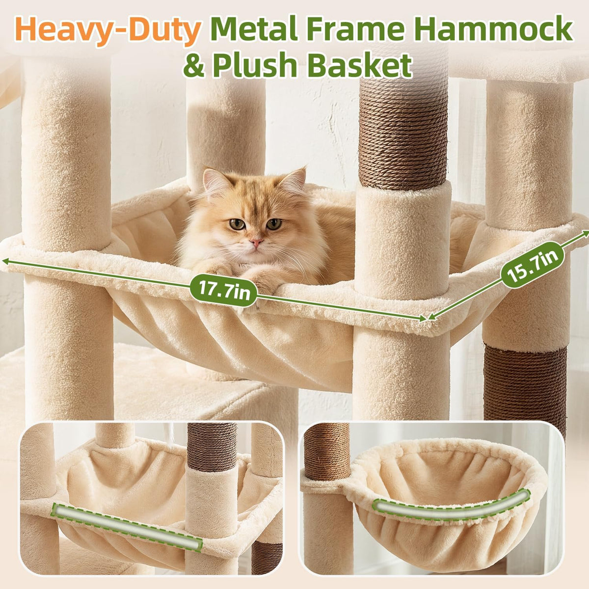 Globlazer Heavy Duty Cat Tree Tower for Large Indoor Cats, F52J, Beige