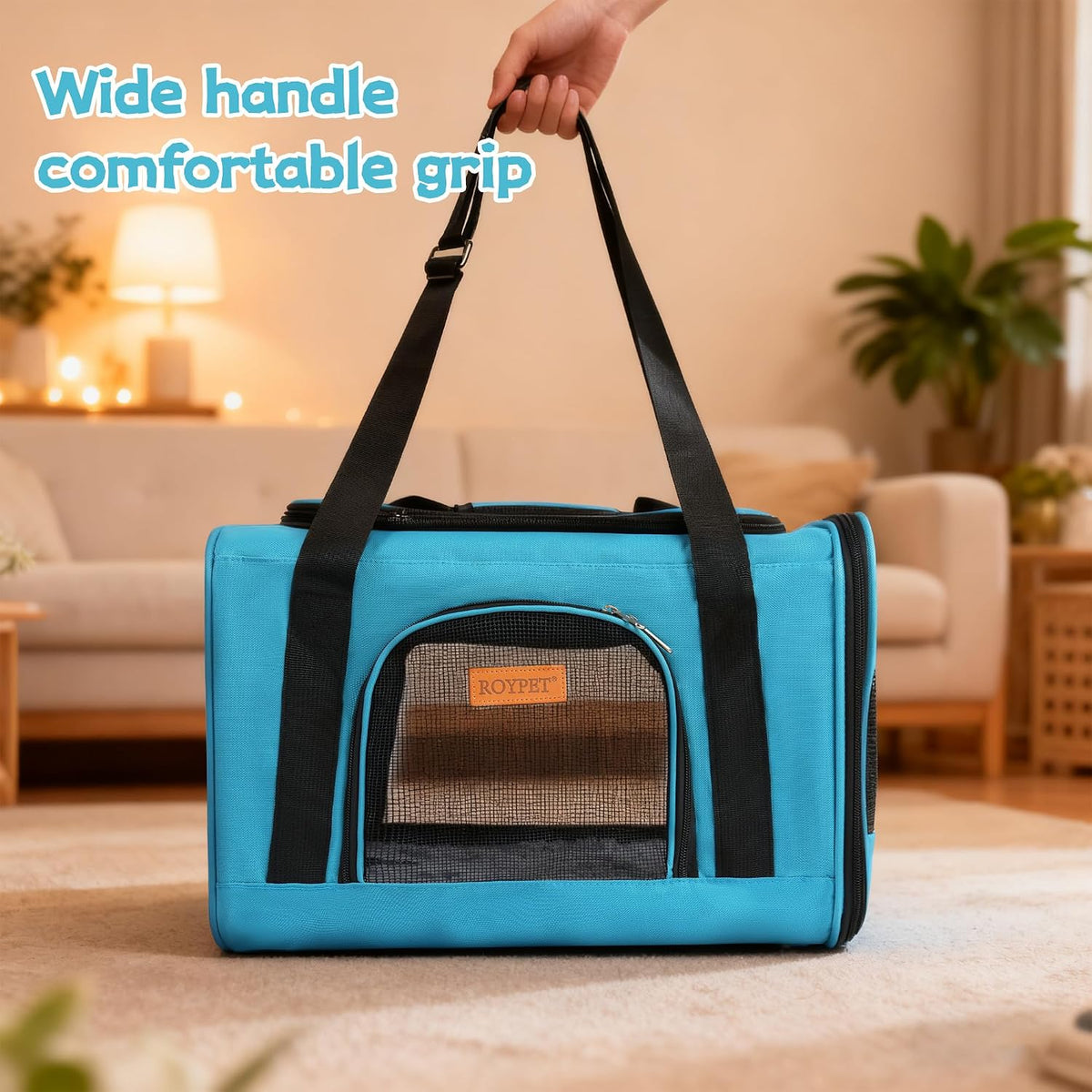 ROYPET Cat Carrier, Portable Pet Carrier Bag, Blue