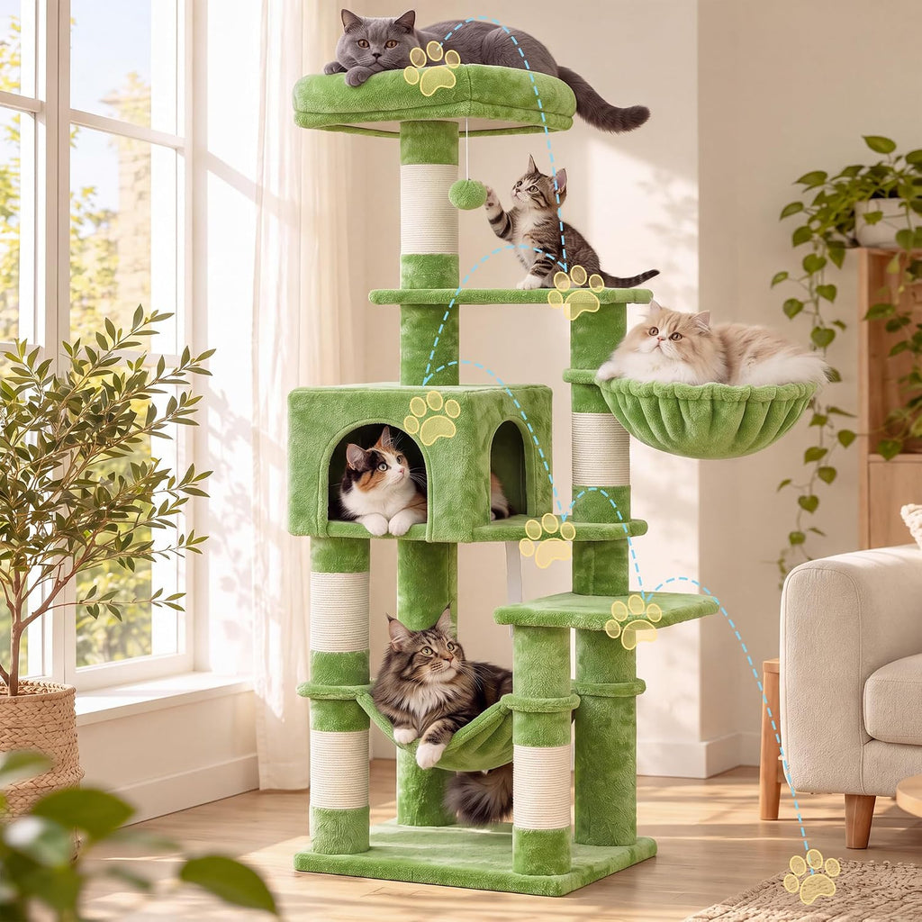 Hey-brother Cat Tree, Multi-Level Sisal Covered Scratching Posts, MPJ050GR