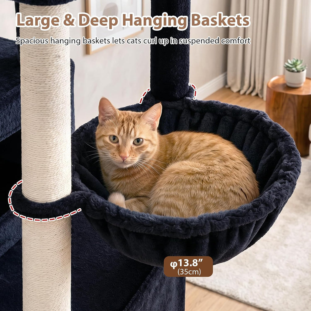 Gitelsnour 71'' Heavy Duty Cat Tree Tower with 2 Large Cat Condo, GCT801G