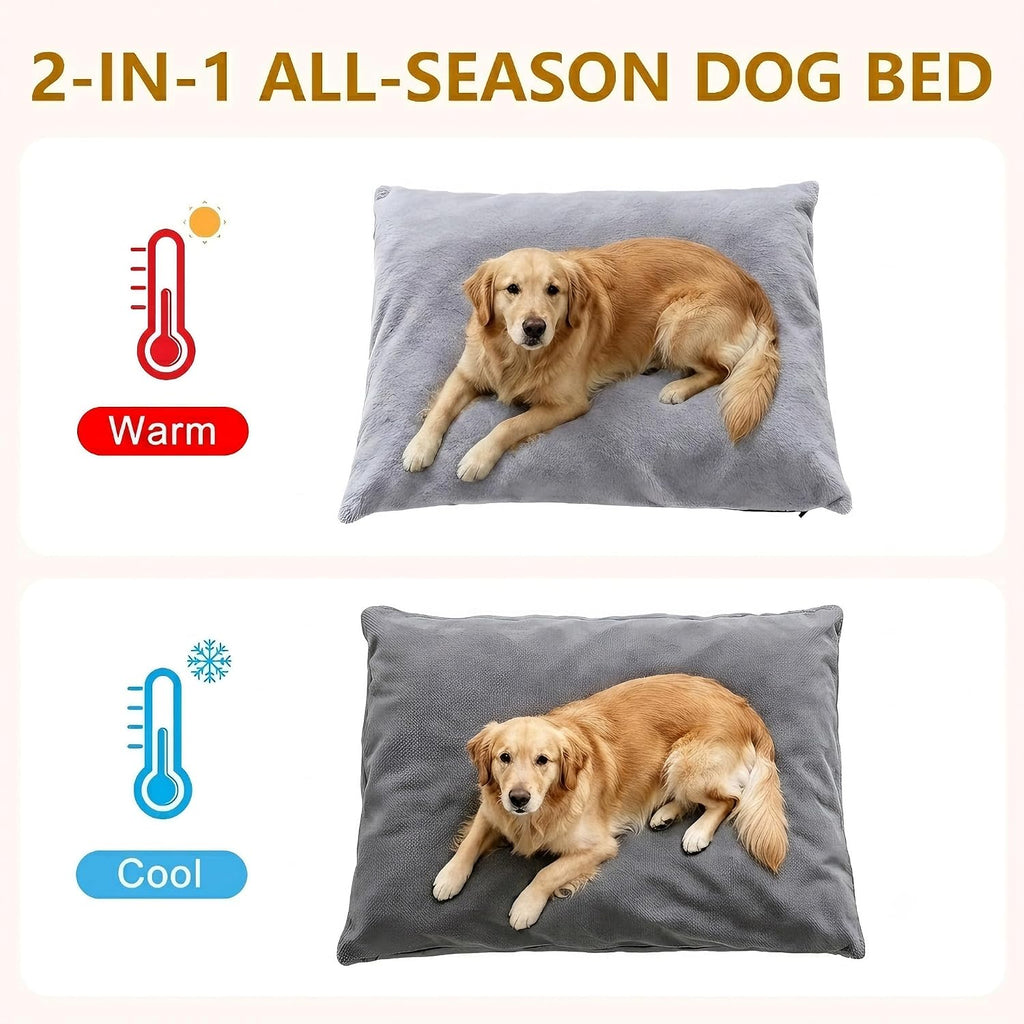 Orthopedic Dog Bed for Large Dogs, Washable Dog Sofa Bed with Reversible Plush & Premium Corduroy Velvet, Non-Slip Bottom, Removable Cover, Grey, 35"x28"