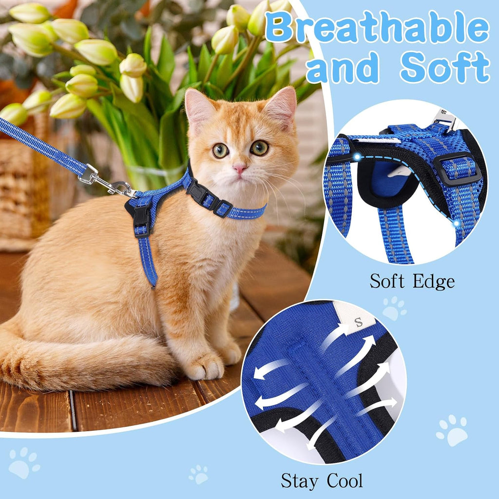 Cat Harness and Leash Set Escape Proof Kitten Kitty Puppy Vest Blue