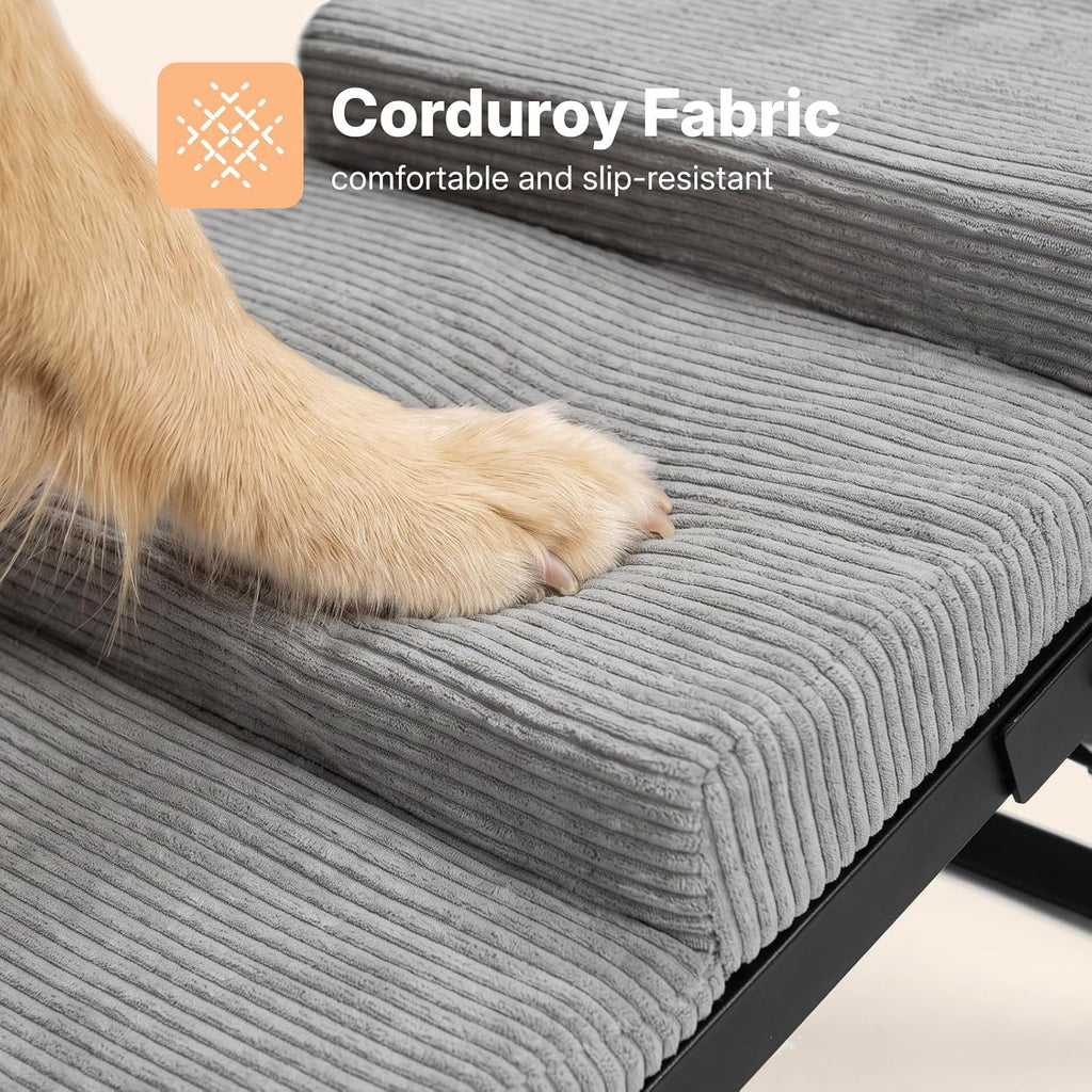 Veehoo Dog Ramp for Bed Couch, Foldable Pet Stairs for Large Dogs 17"-23" H