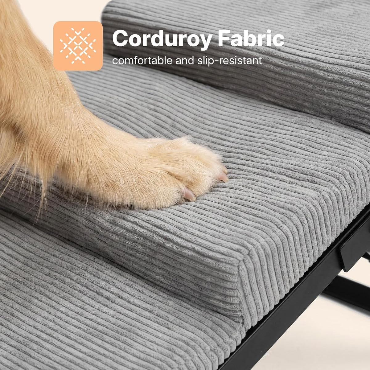 Veehoo Dog Ramp for Bed Couch, Foldable Pet Stairs for Large Dogs 17"-23" H