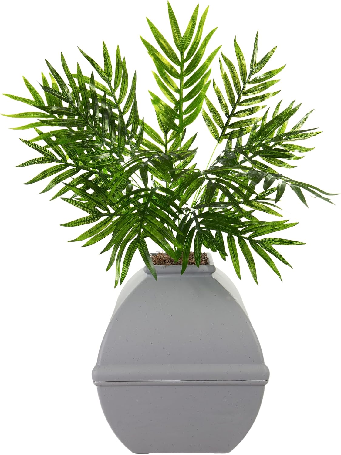 Good Pet Stuff Courtyard Hidden Litter Box Planter, Decorative Cat Litter Enclosure with Carbon Filter, Artificial Palm Plant, Square Design, Easy to Clean, Base Kit, Stone Gray