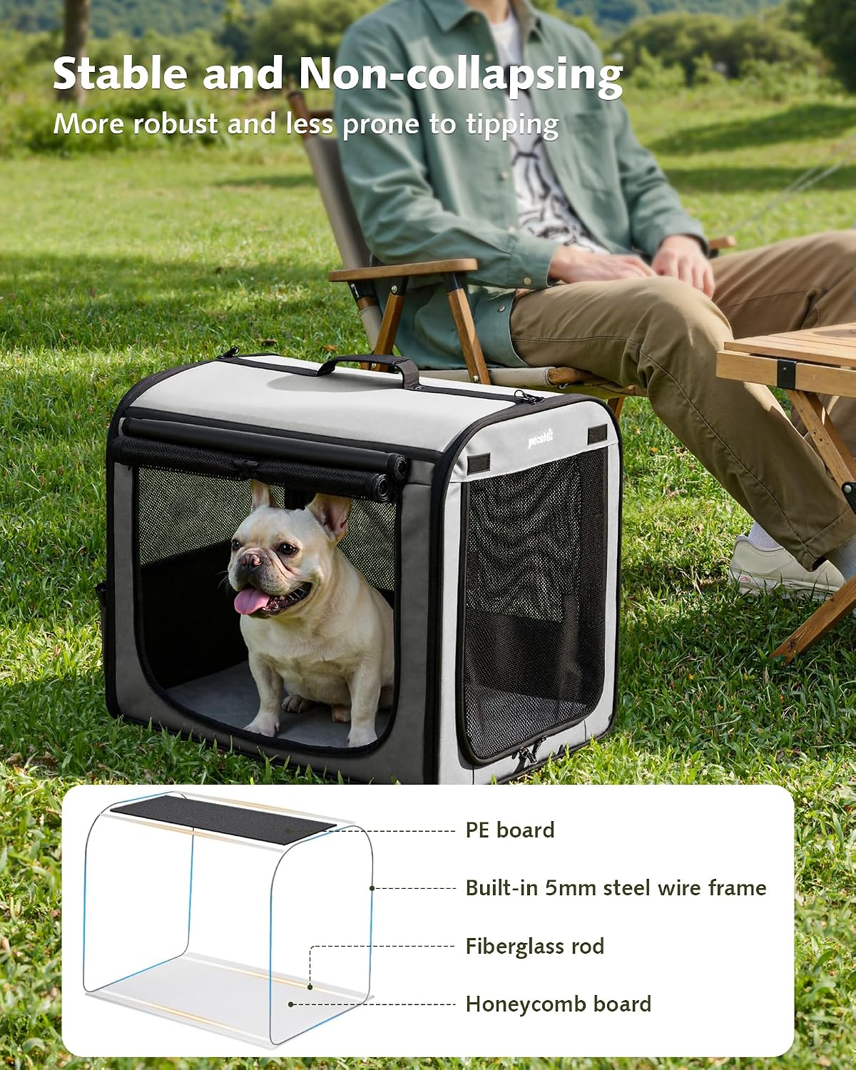 Dog Car Carrier Light Weight 24×17.7×20.5in, Foldable Dog Carrier, Gray