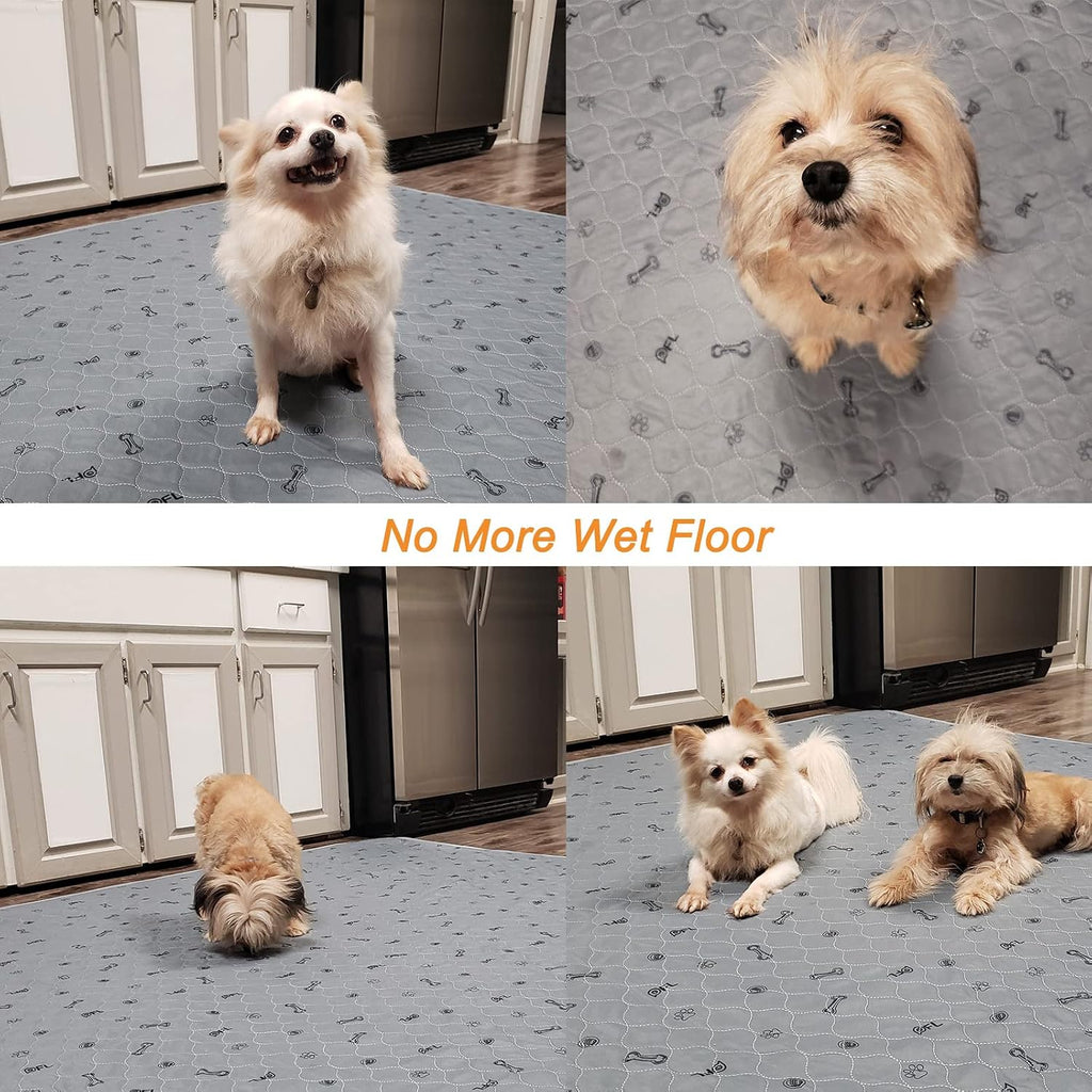 Washable Pee Pads for Dogs, 4 Pack Absorbent Puppy Training Pads 34x36 | Reusable, Non-Slip, Waterproof, Bone Print, Whelping Pads for Pet Training, Playpen, Crate, Potty Training, Housebreaking