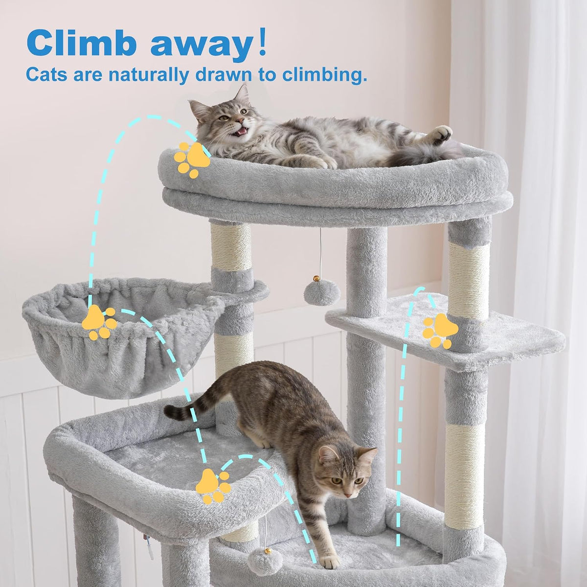 Hey-brother Cat Tree Tower with Tiered Padded Platforms, Condos, MPJ084W