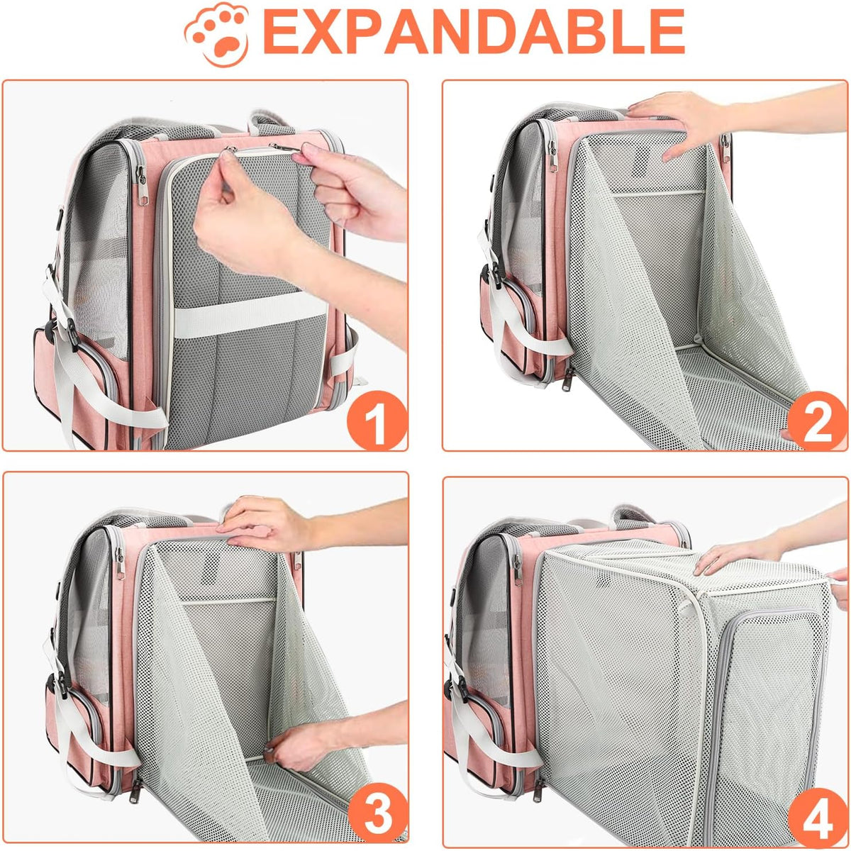 Texsens Innovative Traveler Bubble Backpack Pet Carriers for Cats and Dogs (Expandable-Pink)