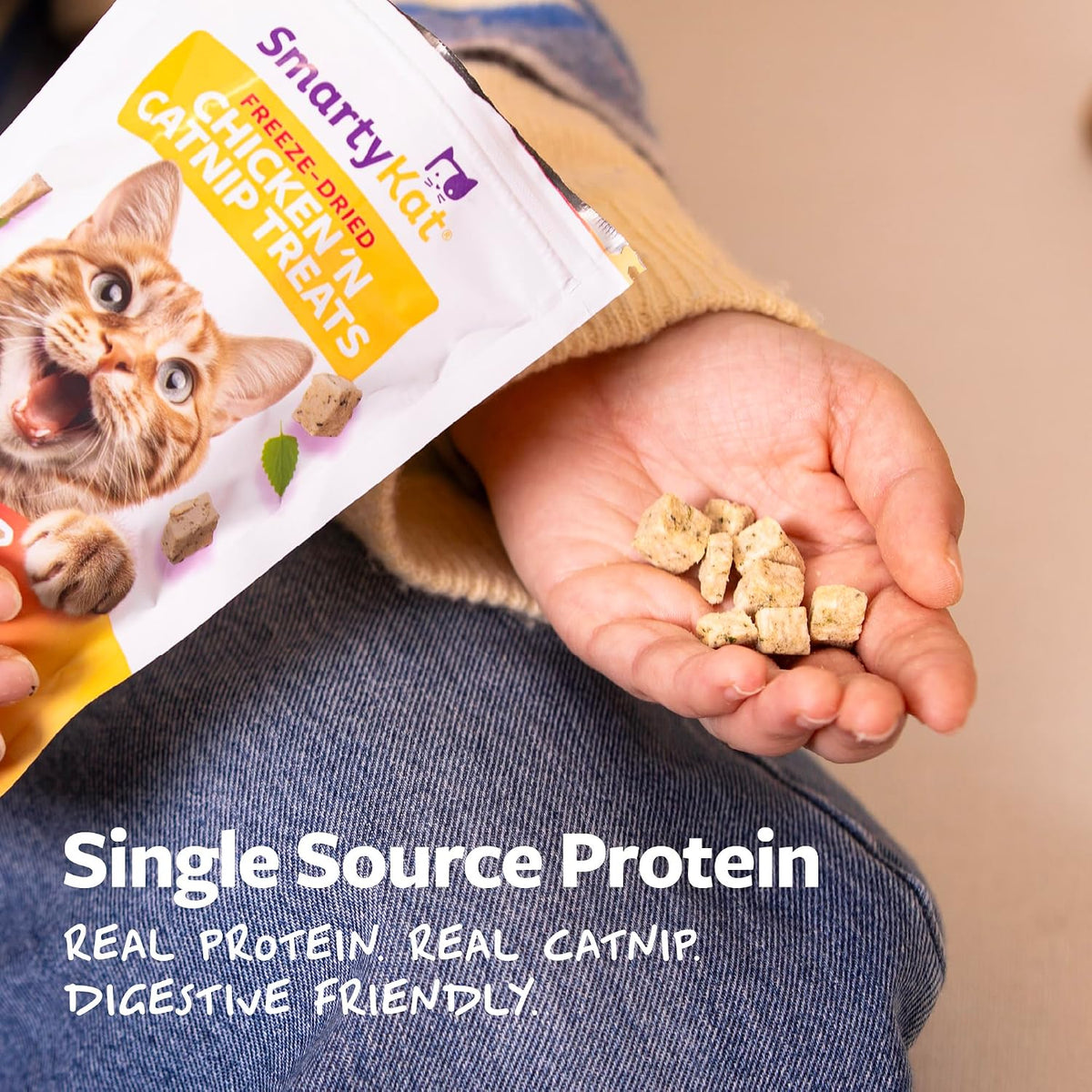 SmartyKat Freeze Dried Real Chicken & Catnip Crunchy Cube Treats for Cats, 2.8 oz Bag