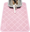 Conlun Cat Litter Mat Litter Trapping Mat, 24" x 17" Premium Durable PVC Grid Mesh with Scatter Control, Non-slip, Less Waste Cat Litter Box Mat, Pink