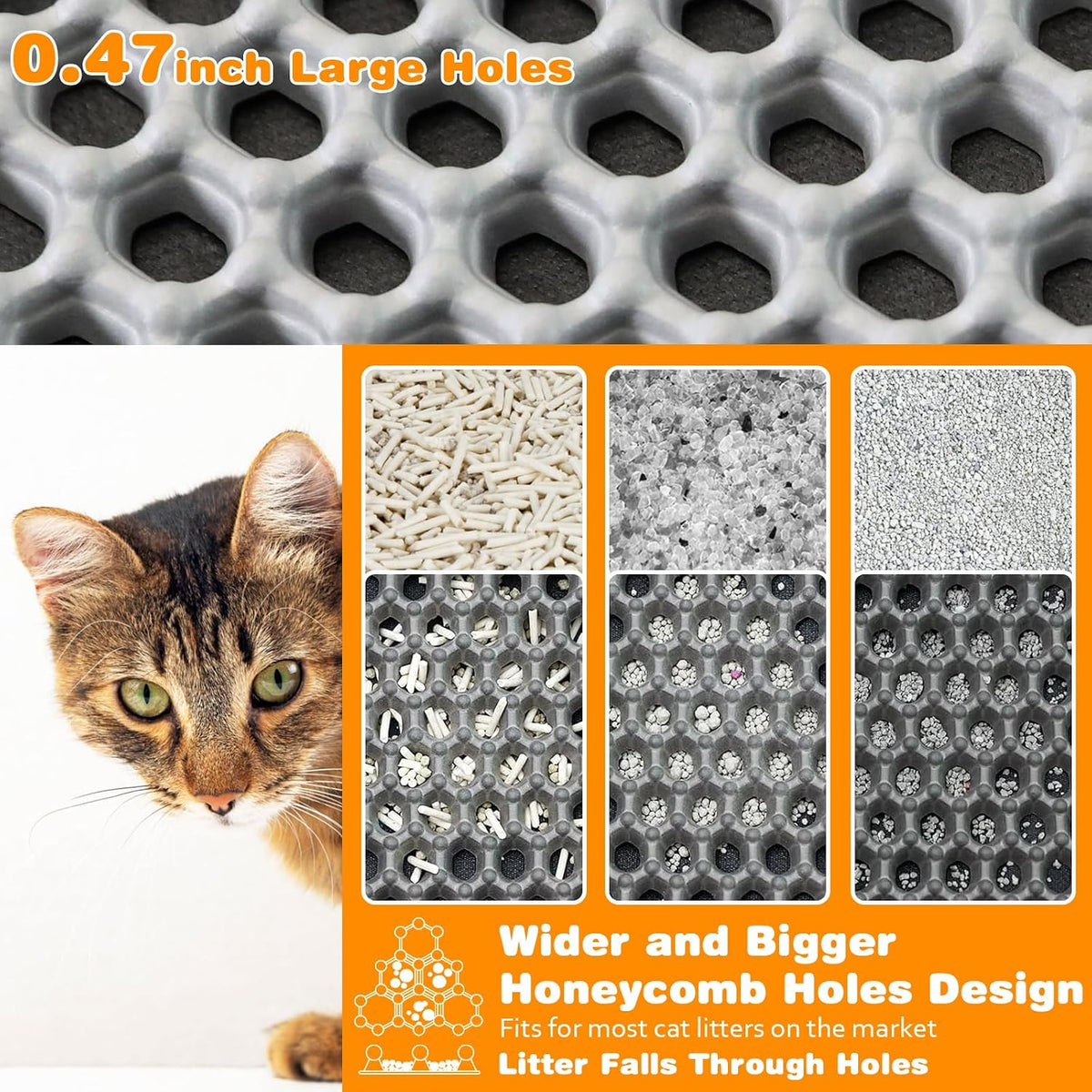 Cat Litter Mat 22"x30",Double Layer EVA litterbox Mat, Black