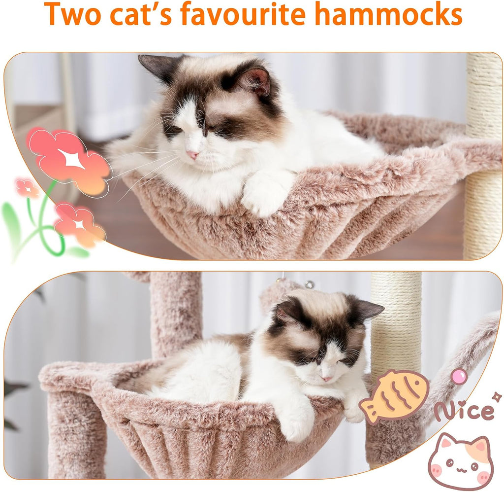 Heybly Cat Tree, 39" Tower with All-Sisal Wrapped Scratching Post HCT006SMU