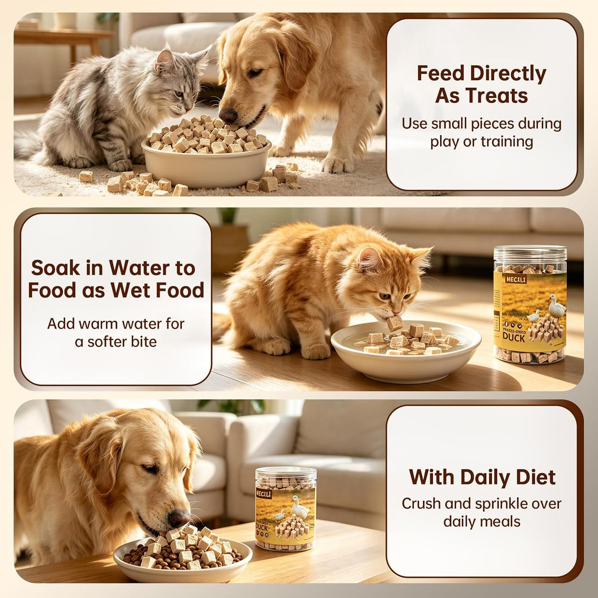 Freeze Dried Duck Breast Treats for Dogs & Cats,Single Ingredient,2.8 OZ