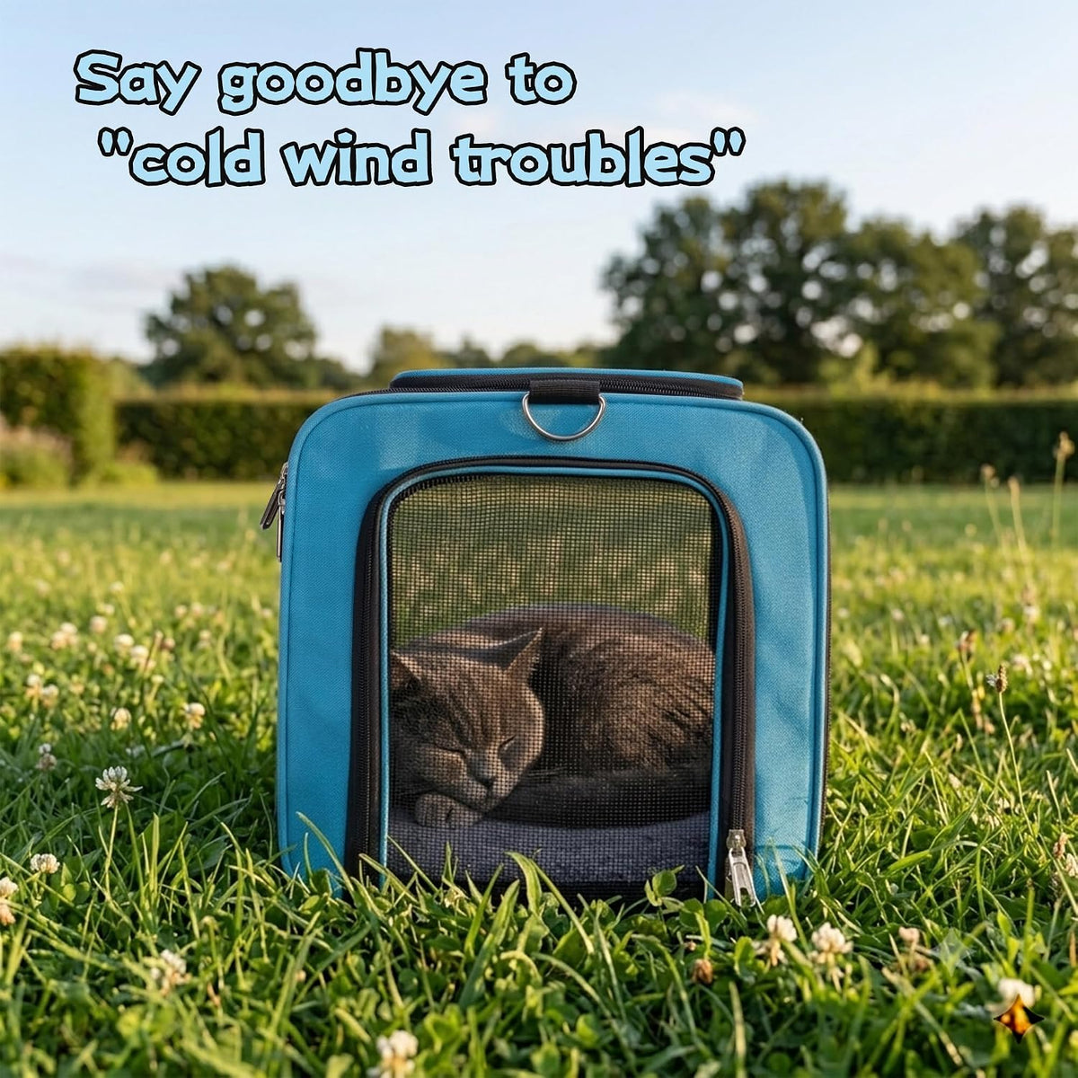 YUNIQUE Soft-Sided Cat & Dog Carrier for Pets Up to 15 Lbs, Airline Approved Collapsible Travel Puppy Carrier with Lightweight Fabric Design (Blue)