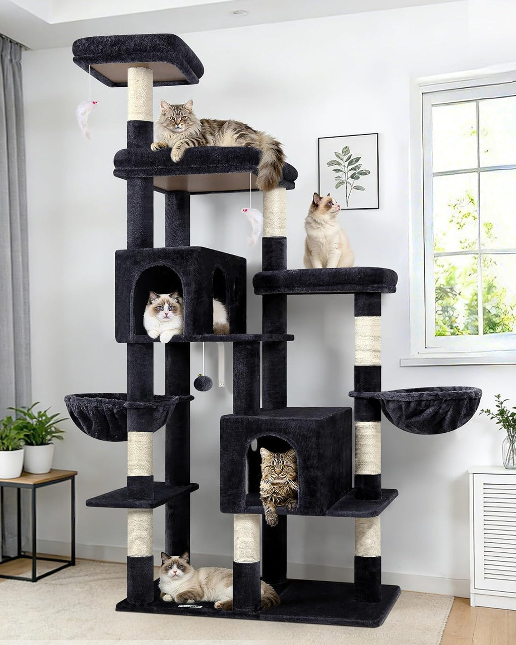 Globlazer 74in Large Sturdy Cat Tree for Large Cats, F74F, Dark Grey