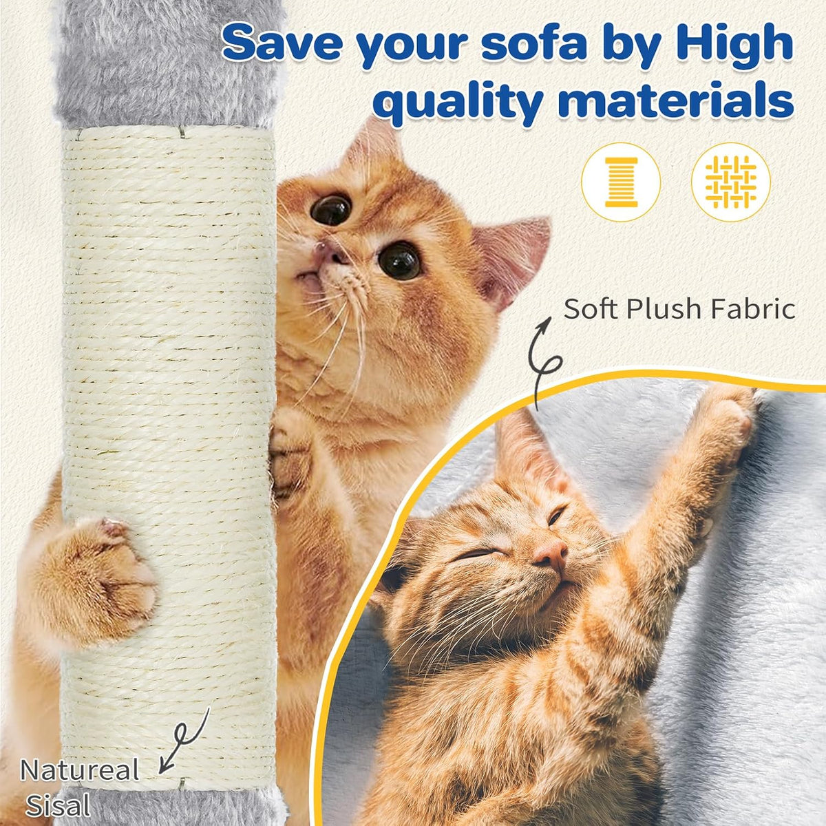ABCPET 63" Multi-Level Cat Tree Tower for Indoor Cats, Light Grey