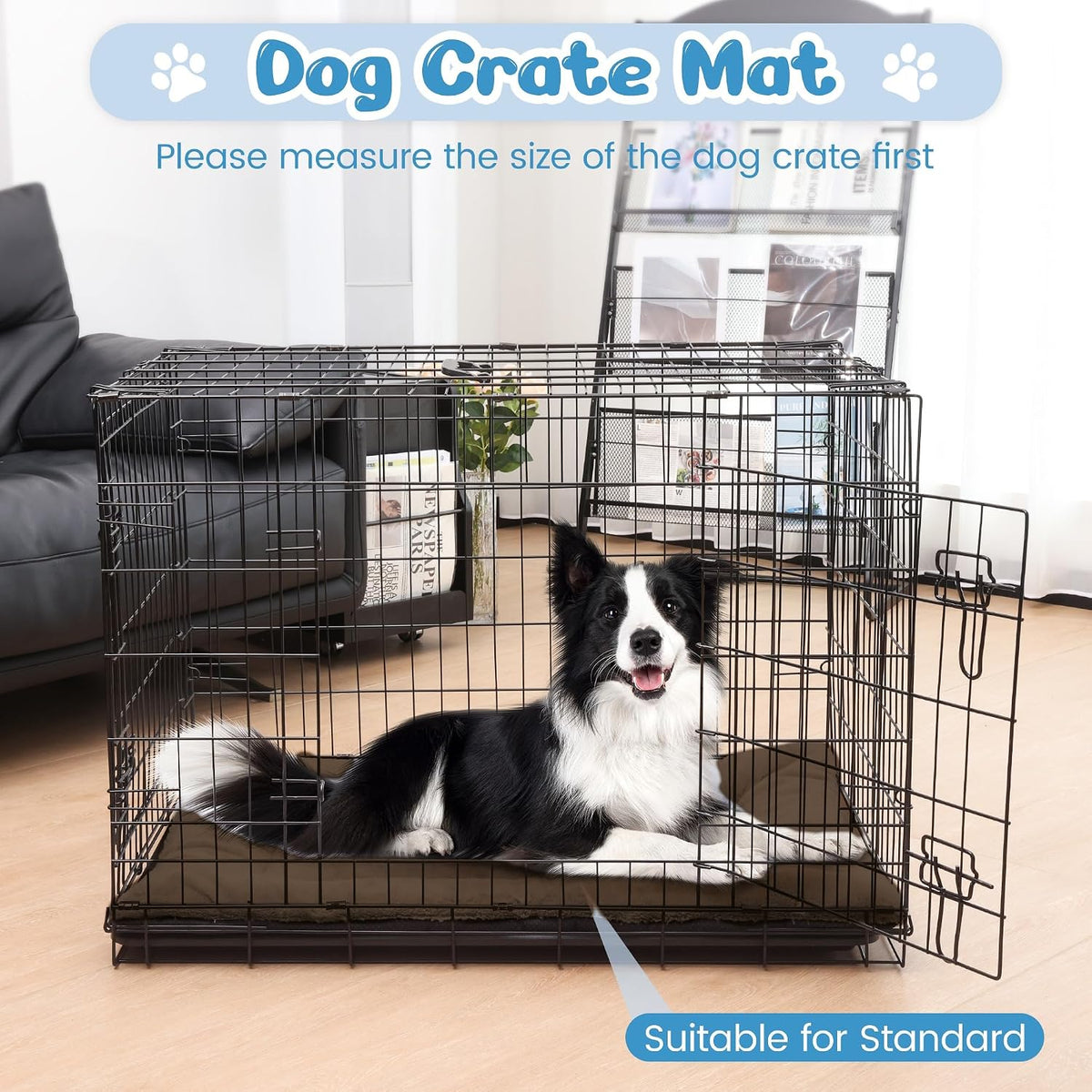 Dog Crate Pad, Washable Cozy Dog Bed Mat for Large Dogs 42"x28", Brown