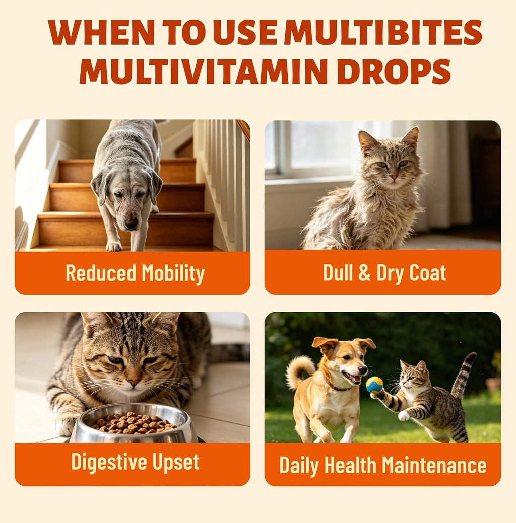 Liquid Cat & Dog Multivitamin, with Probiotics,Taurine,Cranberry