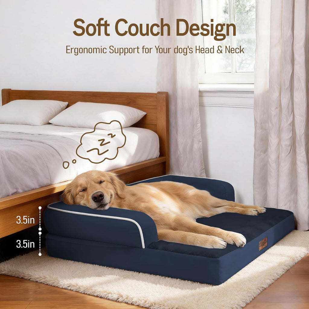 Comfort Expression Washable Dog Bed with Bolster for Medium to Large Dogs