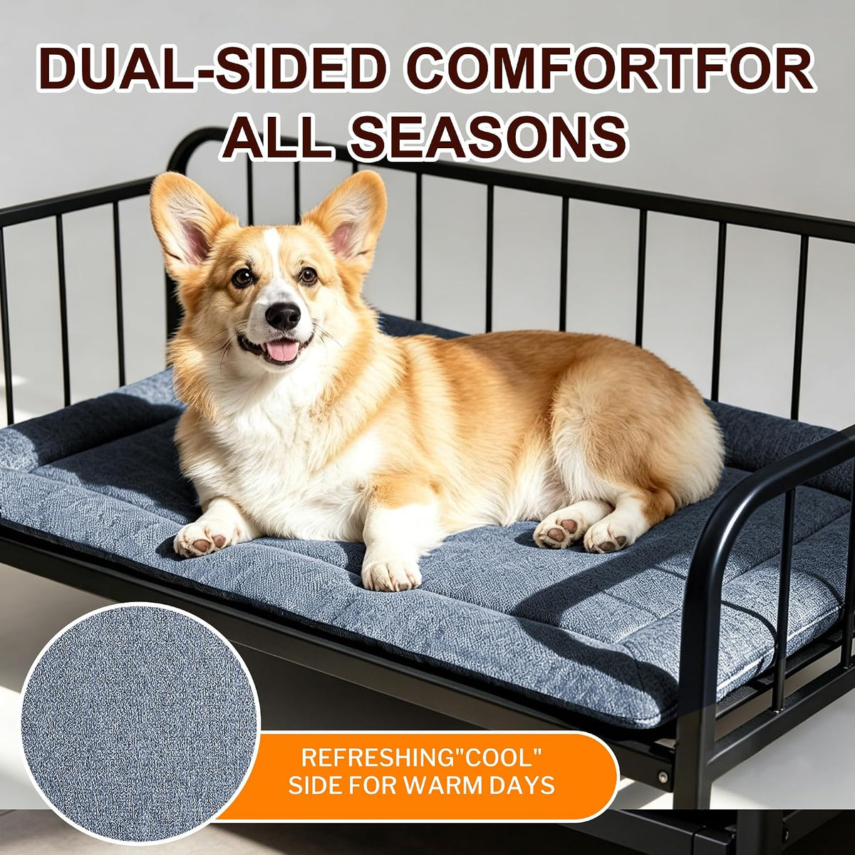 Dog Bed Mat, Reversible Crate Pad & Cute Dog Bed - Machine Washable Kennel Mat with Ultra Soft for Medium Dogs