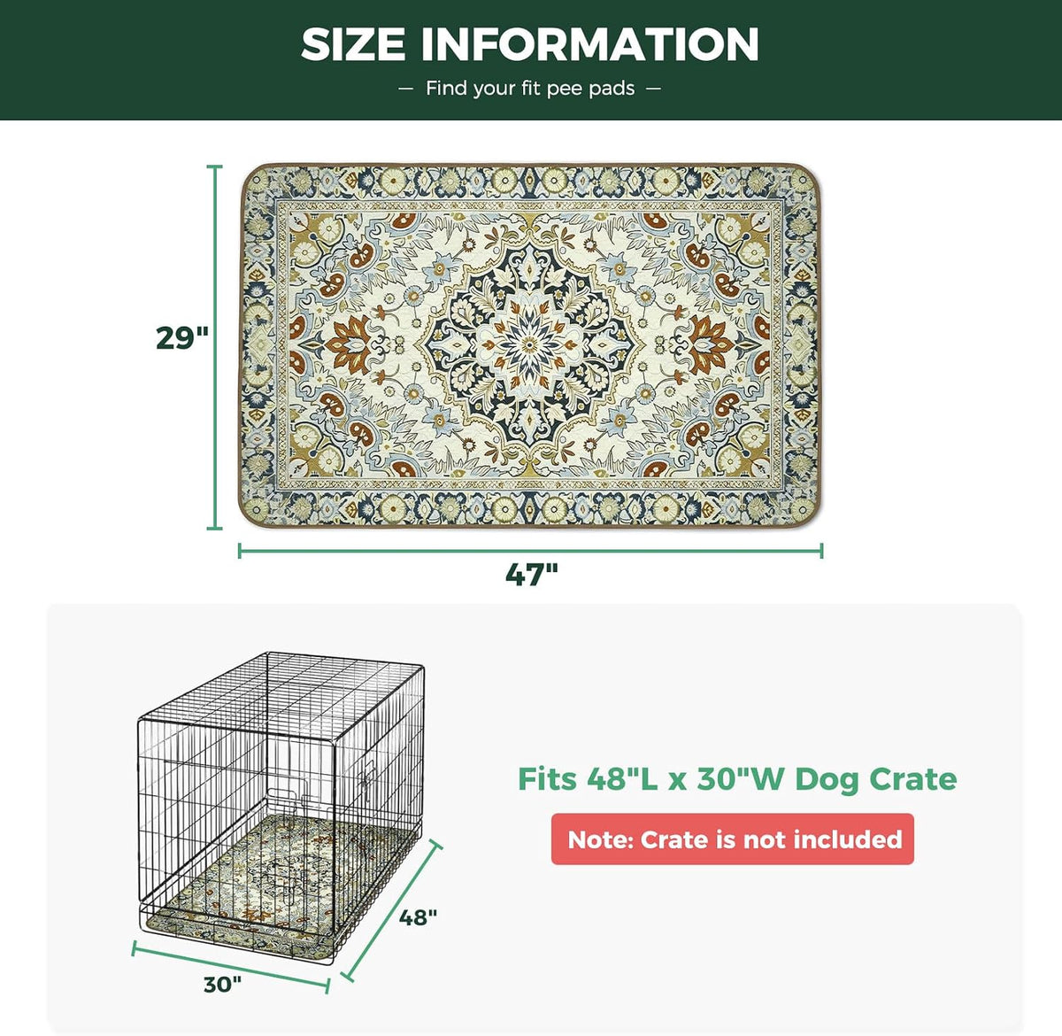 FXW Washable Pee Pads for Dogs, Super Absorbent, 29" x 47", 2 Packs | Machine washable, Non-slip backing