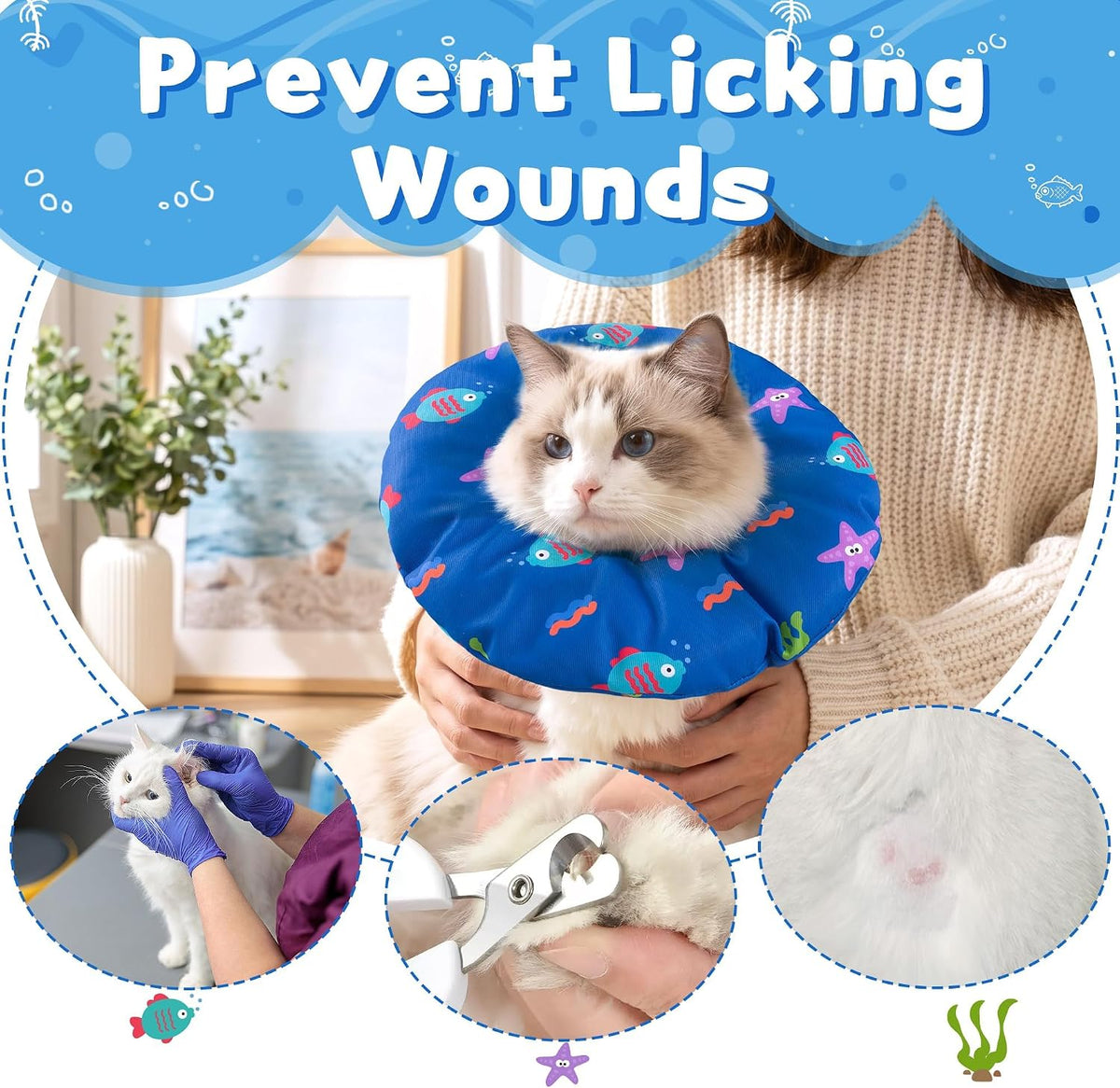 Soft Cat Cone, Medium Waterproof Cat Recovery Collar